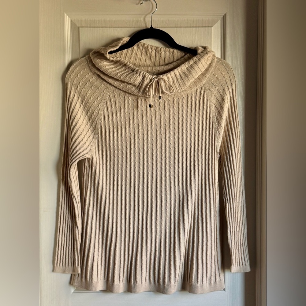 Soft Surroundings Beige Ribbed Sweater Large NEW